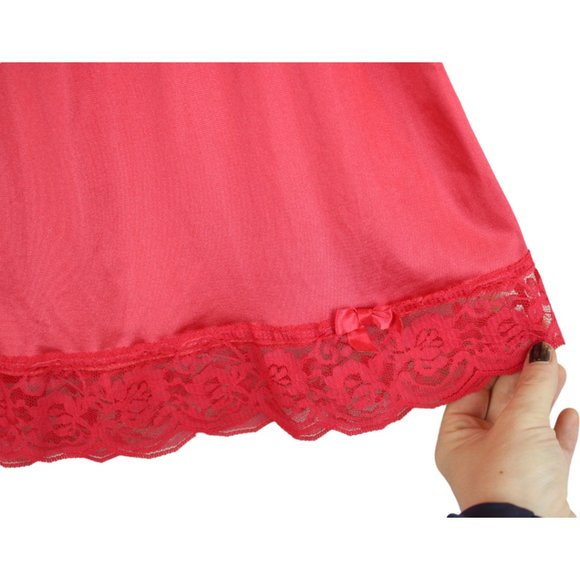 Vintage Kasara Half Slip Small Red Lace Midi Skirt Slip Knee Length Bow SP71 - Picture 3 of 8
